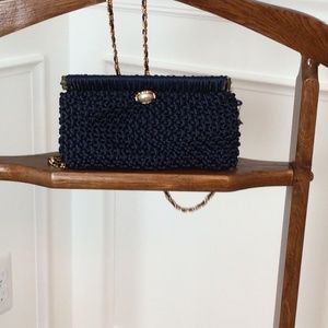 Navy Blue and Gold Dressy Evening Crossbody Bag